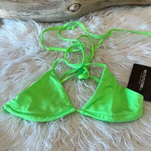 Prettylittlething like green string bikini top